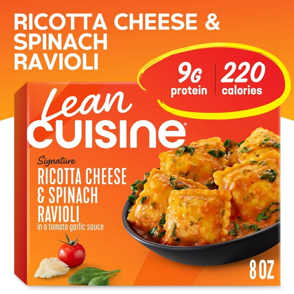 Lean Cuisine Ricotta Cheese and Spinach Ravioli Microwave Meals for Lunch or Dinner, 8 oz (Frozen)