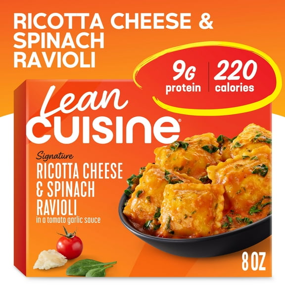 Lean Cuisine Ricotta Cheese and Spinach Ravioli Microwave Meals for Lunch or Dinner, 8 oz (Frozen)