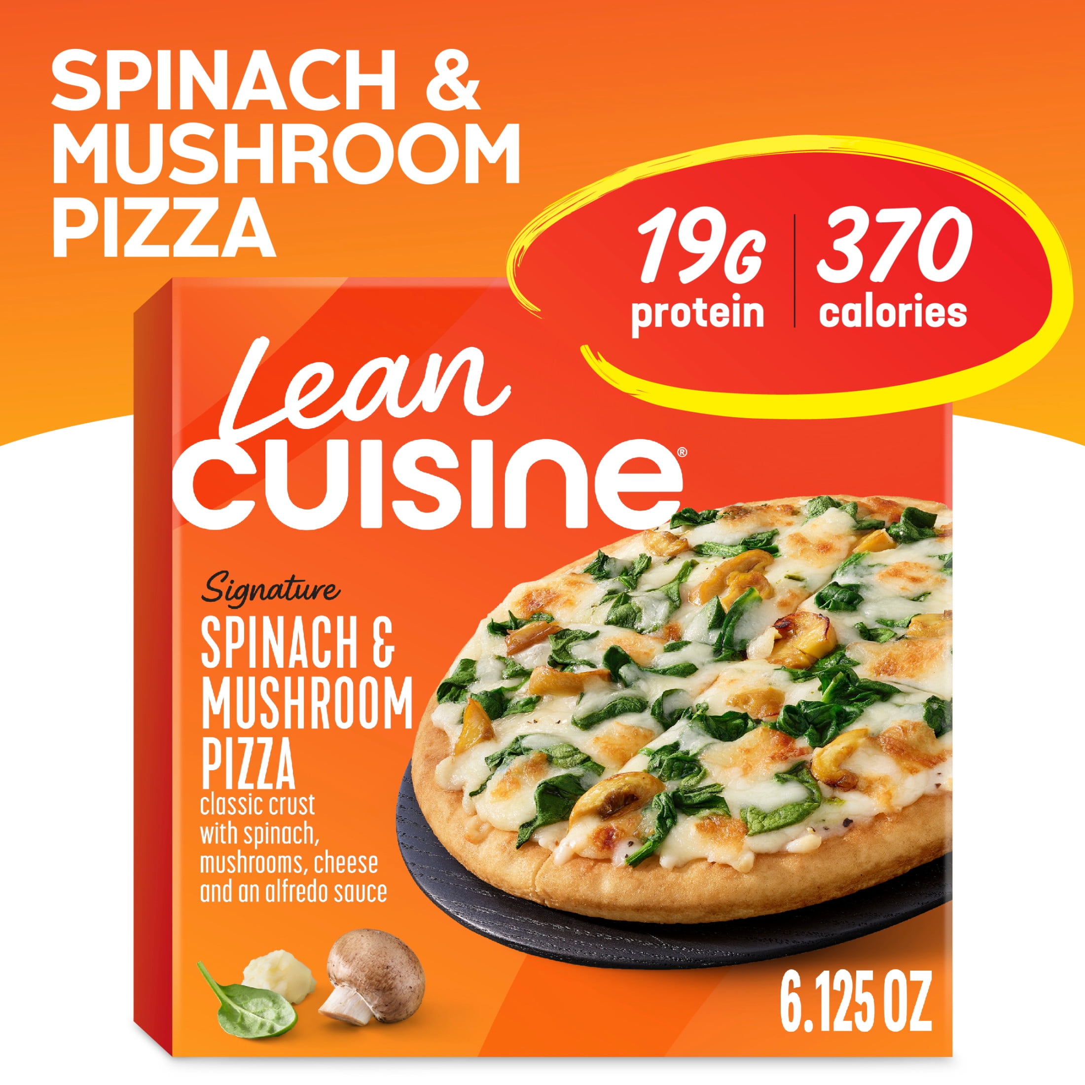 Lean Cuisine Spinach and Mushroom Pizza Microwave Meals for Lunch or Dinner, 6 oz (Frozen)