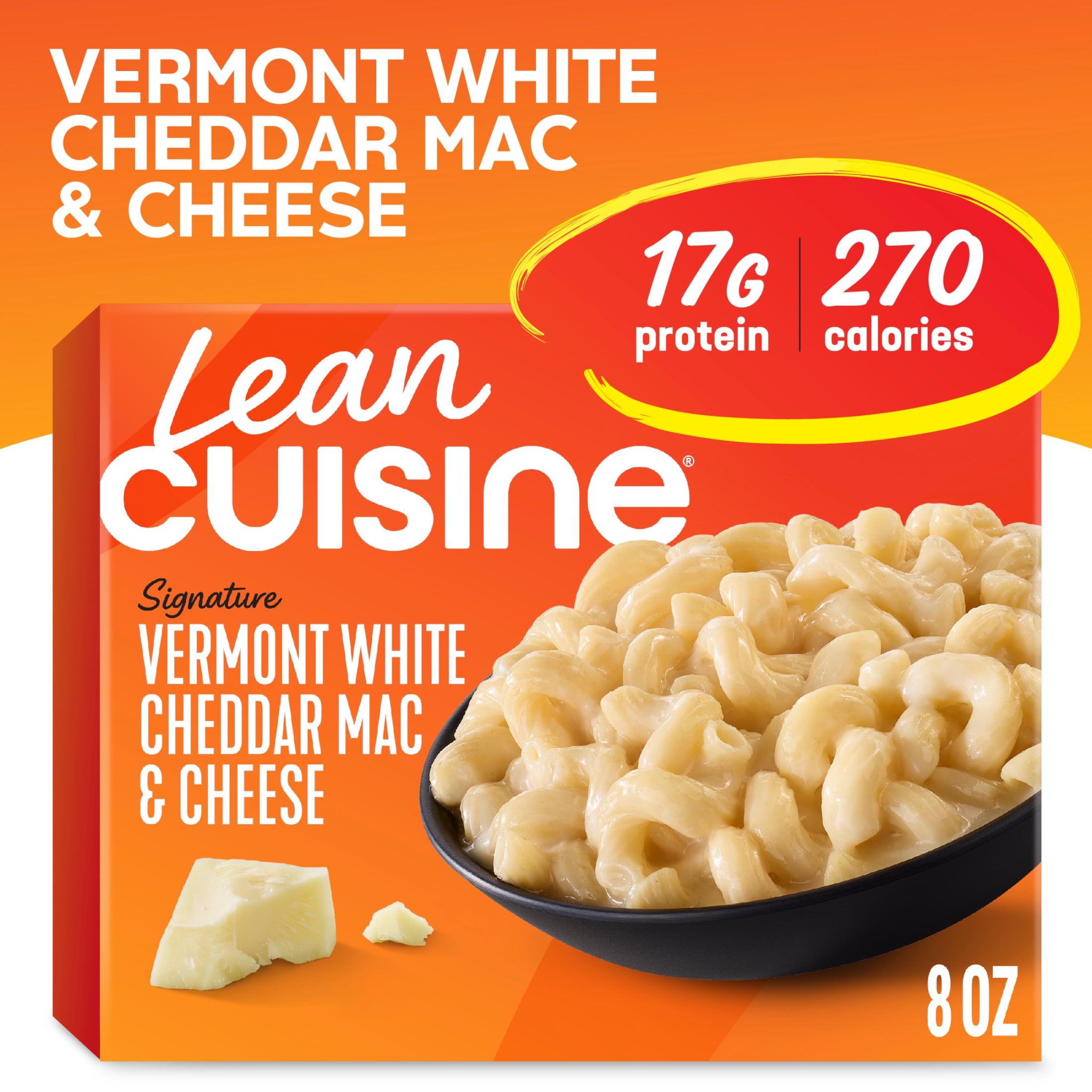 Lean Cuisine White Cheddar Mac and Cheese Microwave Meals for Lunch or Dinner, 8 oz (Frozen)