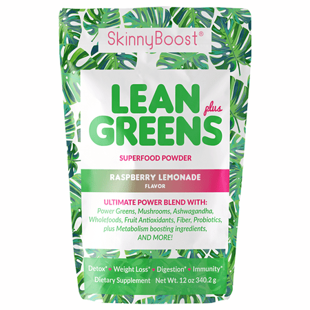 Lean Greens Plus Super Food Powder - Ultimate Power Blend with Green Tea, Mushroom Blend, Ashwagandha, Spirulina Algae & Wholefoods - Natural Detox & Clean Energy - 30 Servings