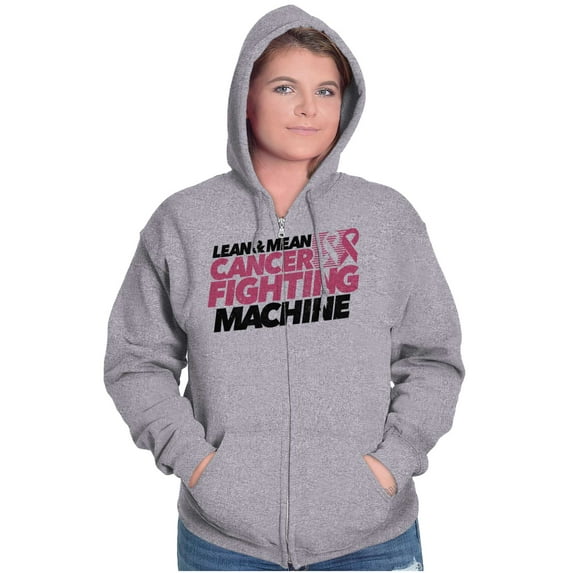 Lean Mean Cancer Fighting Machine BCA Womens Plus Size Graphic Zipper Hoodie Brisco Brands 4X