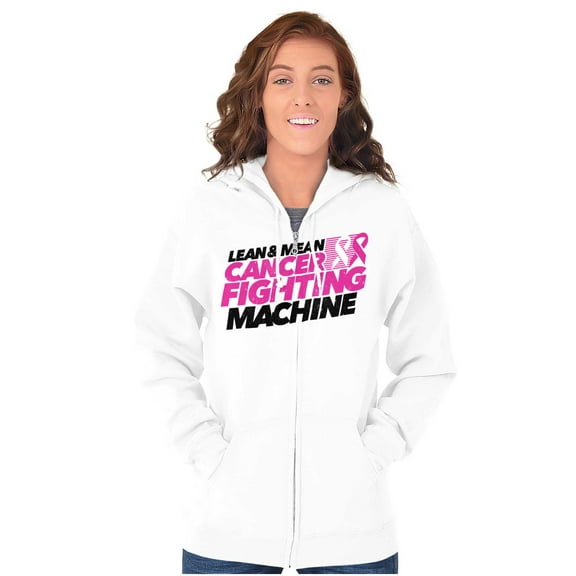 Lean Mean Cancer Fighting Machine BCA Womens Plus Size Graphic Zipper Hoodie Brisco Brands 2X