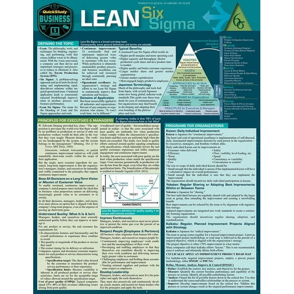 Lean Six SIGMA - Quickstudy: Laminated Reference Guide, (Paperback)
