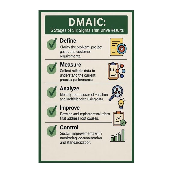 Lean Six Sigma Art Print DMAIC Cycle Continuous Improvement Canvas Poster Motivational Wall Decor for Office Conference Room and Home Office