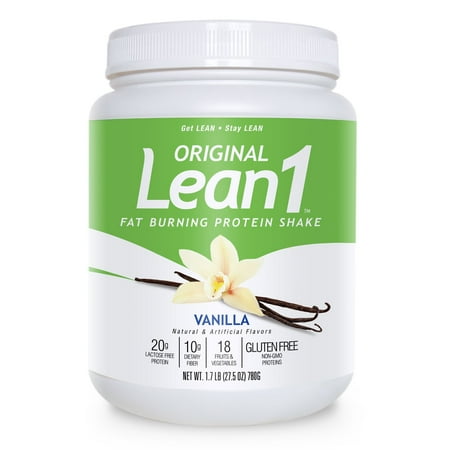 Lean1 Fat Burning Meal Replacement Protein Shake, Vanilla flavor, 15 serving tub