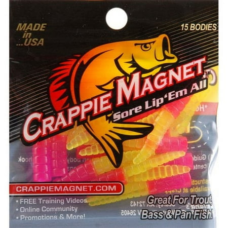 Leand Lures Crappie Magnet Lure Body Pack, Pink & Chartreuse, 15 Count, 87276