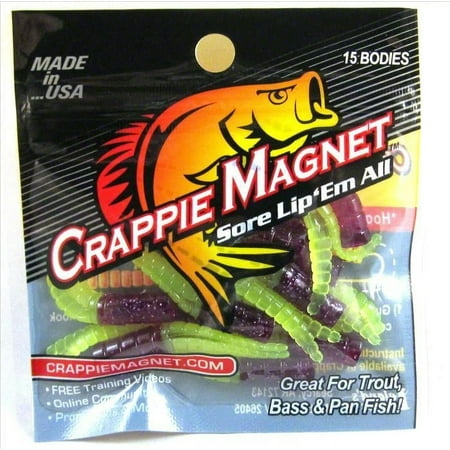 Leand Lures Crappie Magnet Soft Body Fishing Lure, Red Chartreuse 15 Pack, 32101