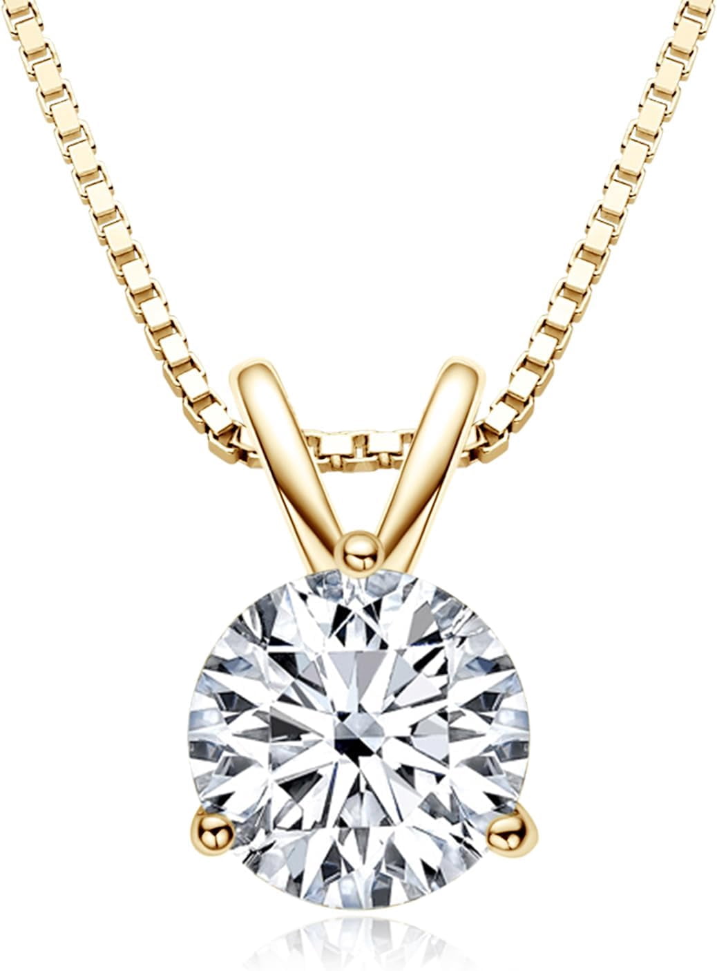 Leander 1-3 CT Moissanite Necklace for Women, Solitaire Lab Imitation Diamond Pendant, 18K White Gold Plated D Color Round Cut 925 Sterling Silver Necklace, GRA Certified, 18+2 inch Box Chain