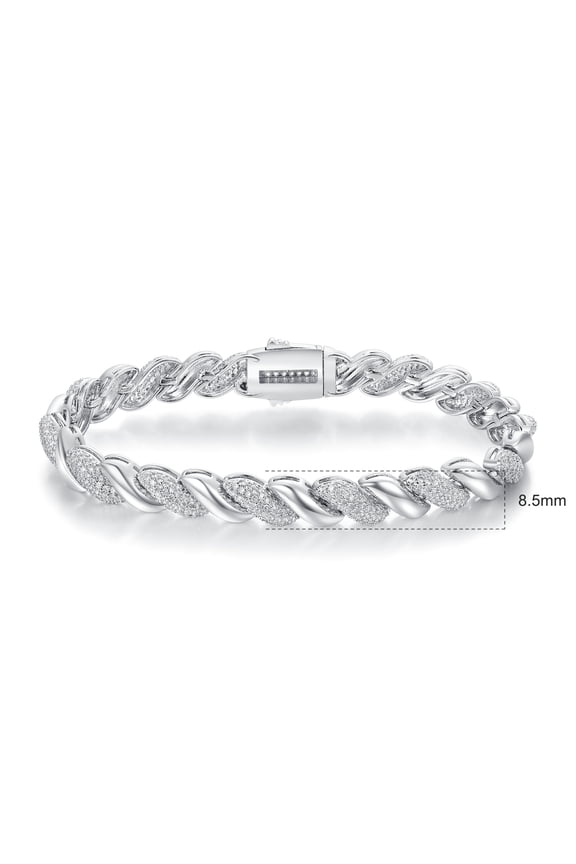 1/4 Cttw Wave Link Diamond Tennis Bracelet for Women in 925 Sterling Silver Color I-J/Clarity I2-I3