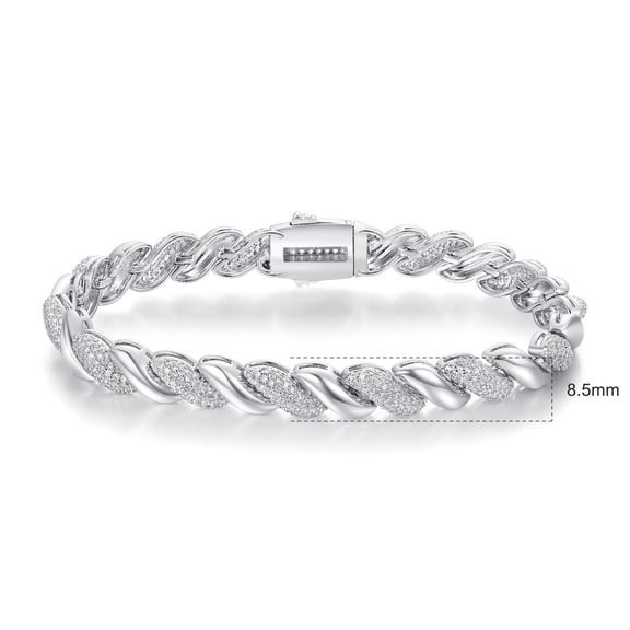 Leander 1/4 Cttw Wave Link Diamond Tennis Bracelet for Women in 925 Sterling Silver Color I-J/Clarity I2-I3