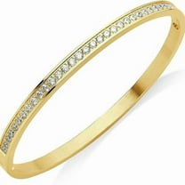 Leander 14K Gold Plated Cubic Zirconia Bangle Tennis Bracelets for Women | Classic Love Cuff Bangle Bracelets