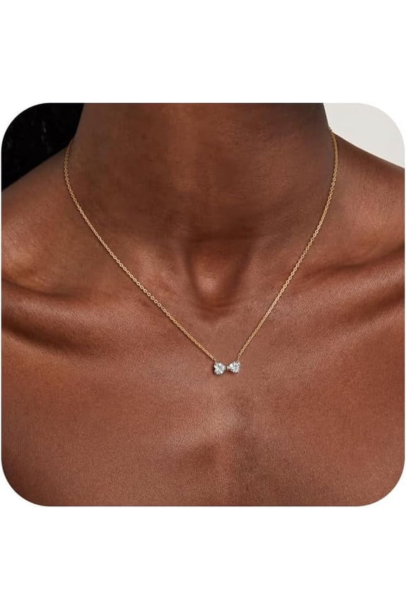 14K Gold Plated Necklace for Women - Bow Necklace - Dainty Necklace Cute Small Tiny Bow Pendant Choker Chain Necklace Trendy Necklaces for Women Jewelry Gift