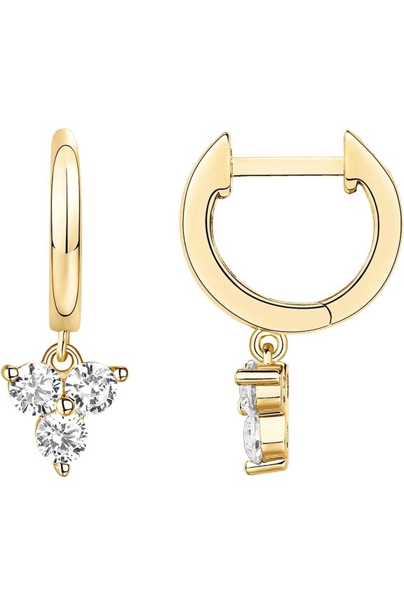 14K Gold Plated S925 Sterling Silver Post Lightweight Drop/Dangle Huggie Earrings for Women | Religious Ornament: Cross, Evil Eye, Clover, Celtic | Dainty Earrings for Women