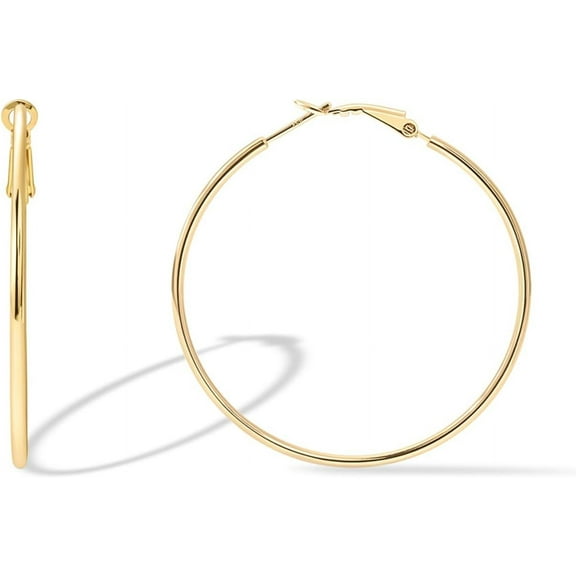 Leander 14K Gold Plated Sterling Silver Post Hoops | Large Hoops Earring | Lightwight Gold Hoop Earrings for Women
