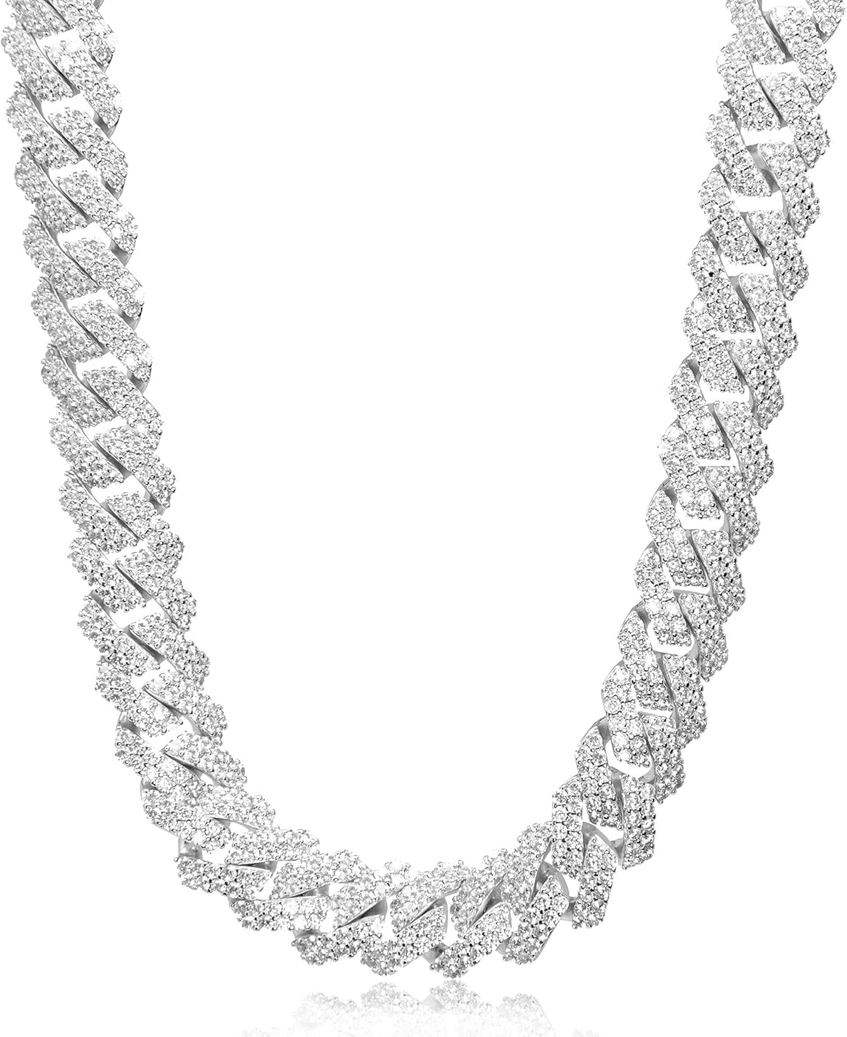 Leander 15mm Full Iced Out Diamond Cuban Link Chain - Hip Hop 18K or White Gold Plated Necklace or Bracelet for Men Women(Birthday Gift