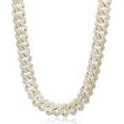Leander 15mm Full Iced Out Diamond Cuban Link Chain - Hip Hop 18K or White Gold Plated Necklace or Bracelet for Men WomenBirthday Gift
