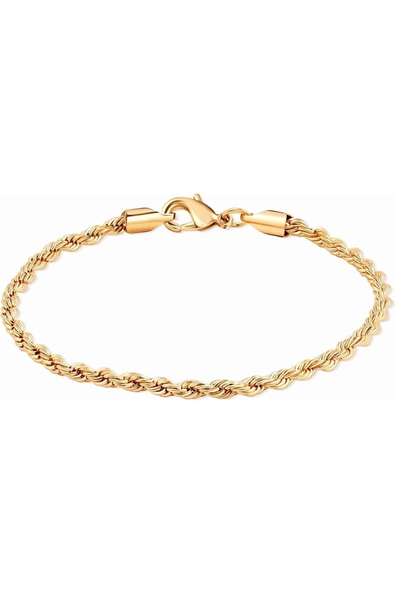 18K Gold Plated Rope Chain Bracelet - Made In Brazil
