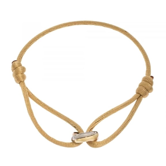 Leander 3 Rings Bracelet - Gold Colour String Bracelet with 3 Colors Rings, Adjustable Cord, Sterling Silver Women&Men Bracelet, Gold Jewelry, Perfect Gift for Her&Him