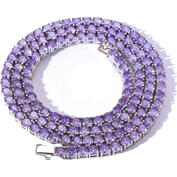 Leander 5MM Colorful Baguette Tennis Necklaces For Women Chains 14K Golden Silver Plated 5A+ Cubic Zirconia Tennis Mens Chain Necklaces Woman