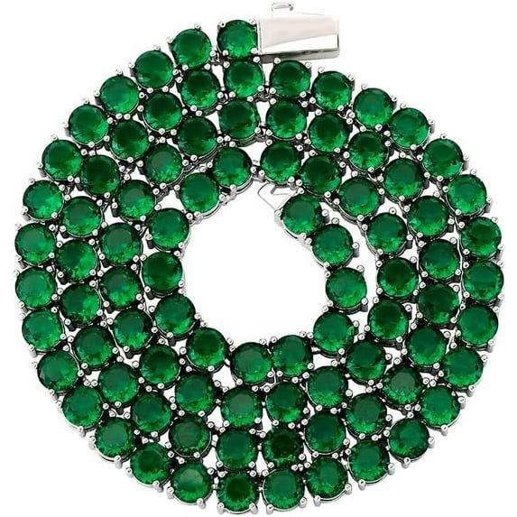 Leander 5MM Colorful Baguette Tennis Necklaces For Women Chains 14K Golden Silver Plated 5A+ Cubic Zirconia Tennis Mens Chain Necklaces Woman