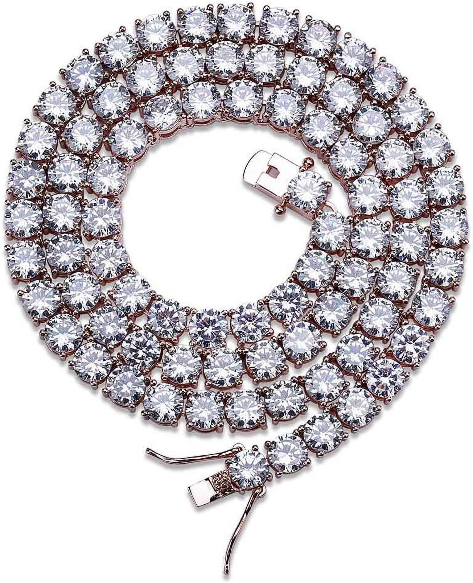 Leander 6MM Tennis Chain Necklace 18k Gold Plated 1 Row Lab Simulated ...