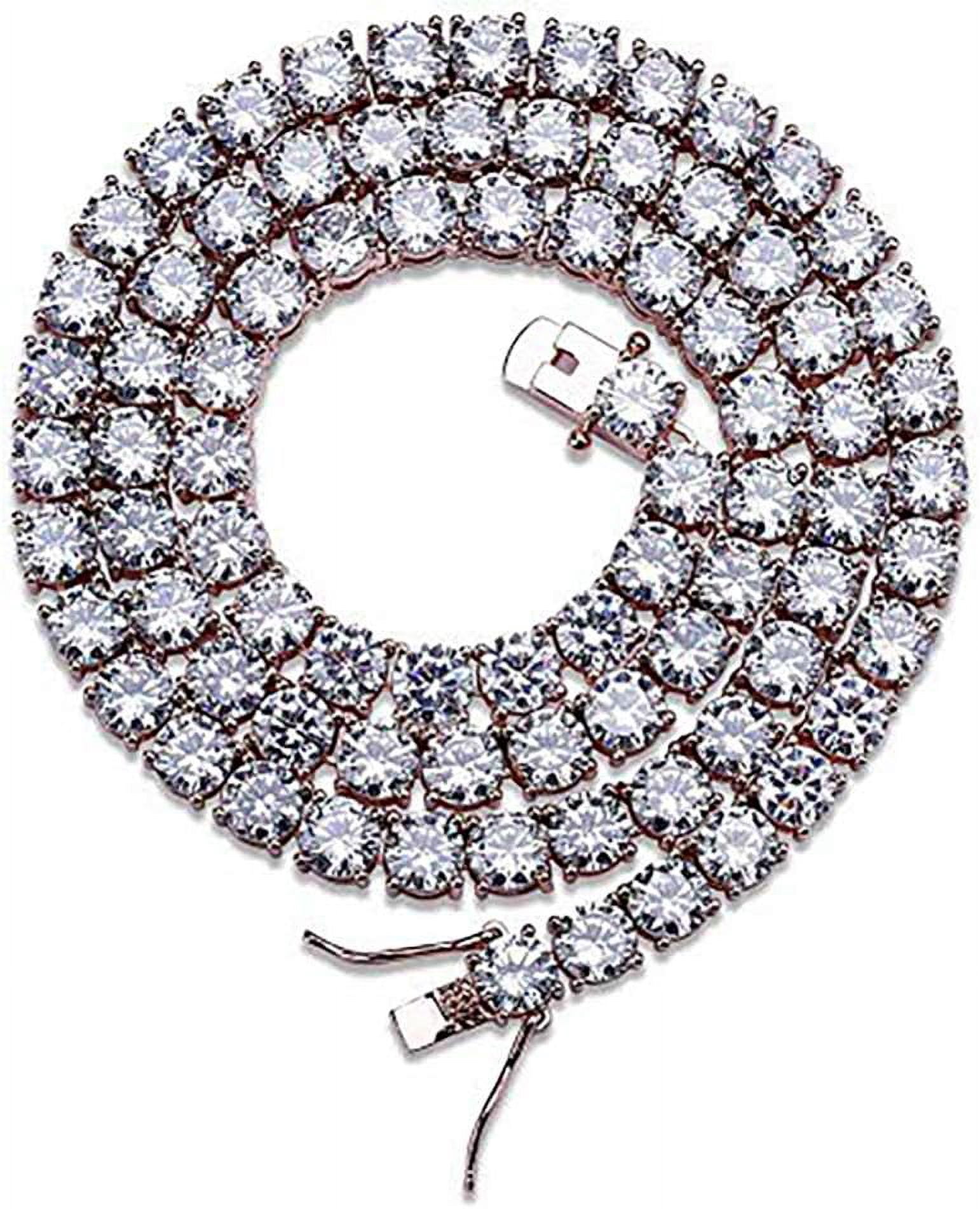 Leander 6MM Tennis Chain Necklace 18k Gold Plated 1 Row Lab Simulated Diamond Iced Out Cubic Zirconia Chain Men's Hip hop Tennis Choker Necklace Chain for Men Women