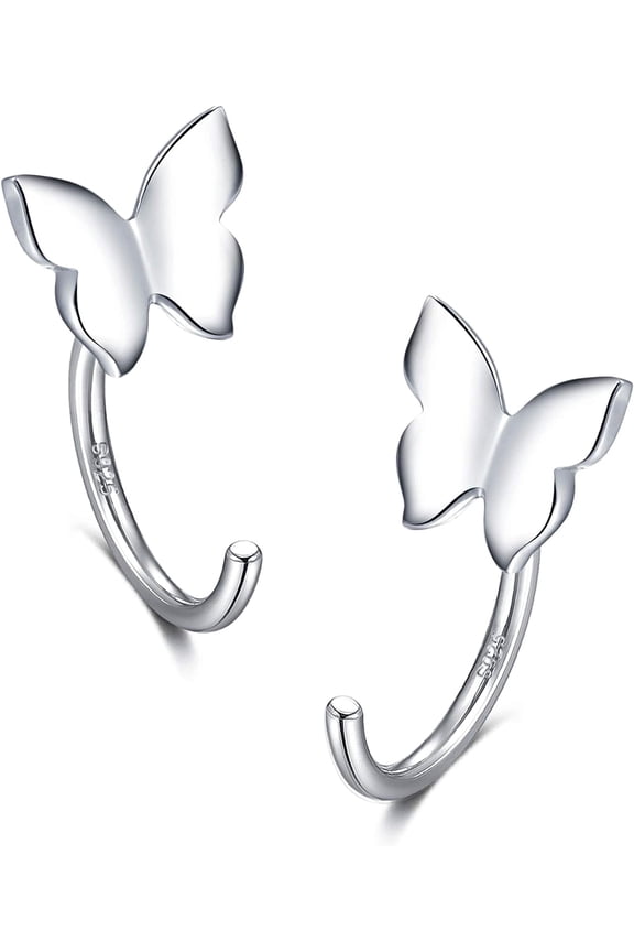 925 Sterling Silver Animal Ear Huggie Hoop Earrings for Women Small Open Huggie Earlobes Earrings Modern Second Hole Earrings