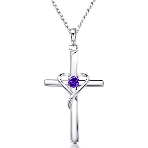 Leander 925 Sterling Silver Cross Necklace for Women Men 5A CZ Birthstone Necklaces 14K Gold Plated or Rose Gold Necklace for Easter or Mother's Day