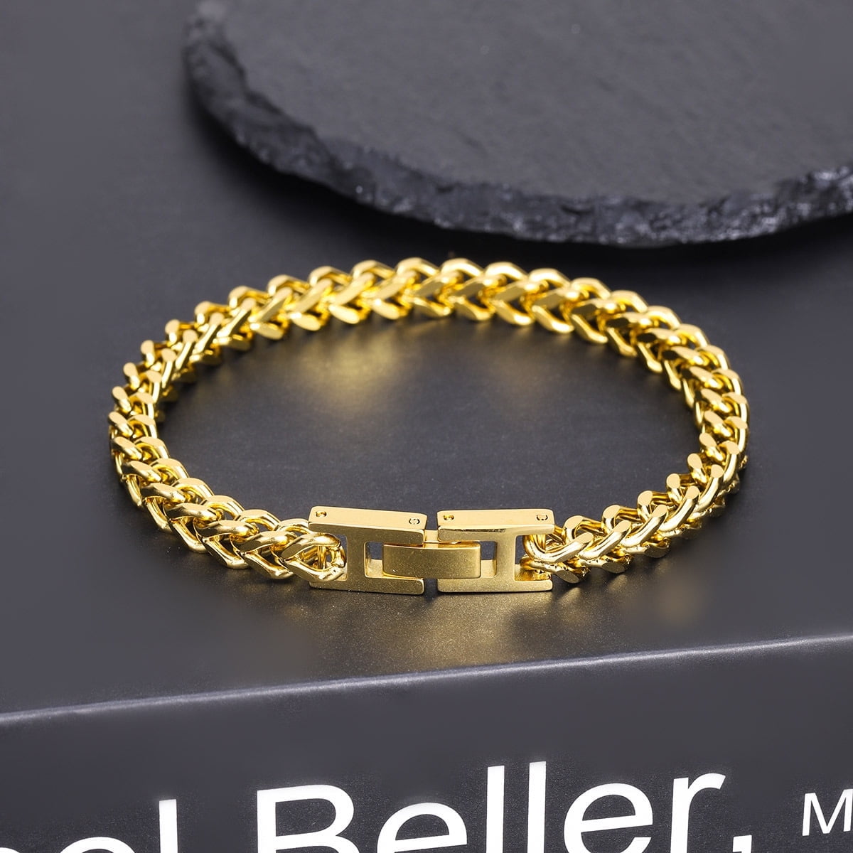 Brand New Summer Men's Hip-Hop Style Stainless Steel Cuban Chain Bracelet with Stylish Folding Clasp, Franco Bracelet