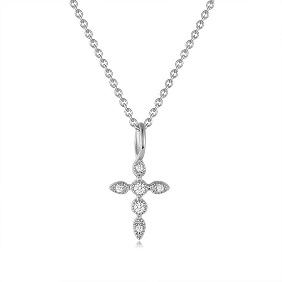 Leander 925 Sterling Silver Moissanite Cross Pendant Necklace, Diamond-Encrusted, Simple and Exquisite, Women's Necklace