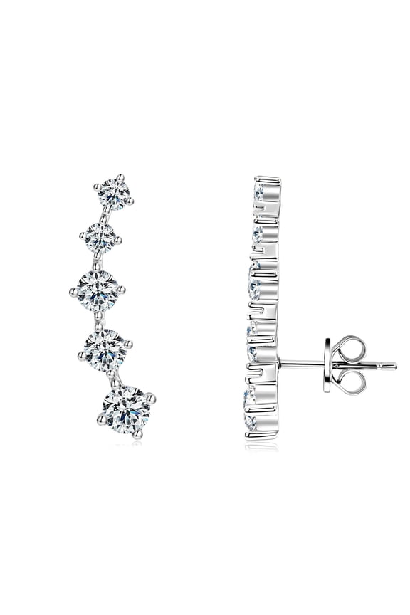 925 Sterling Silver Moissanite Stud Earrings for Women: These stylish, eye-catching earrings feature five moissanite diamonds of varying sizes.