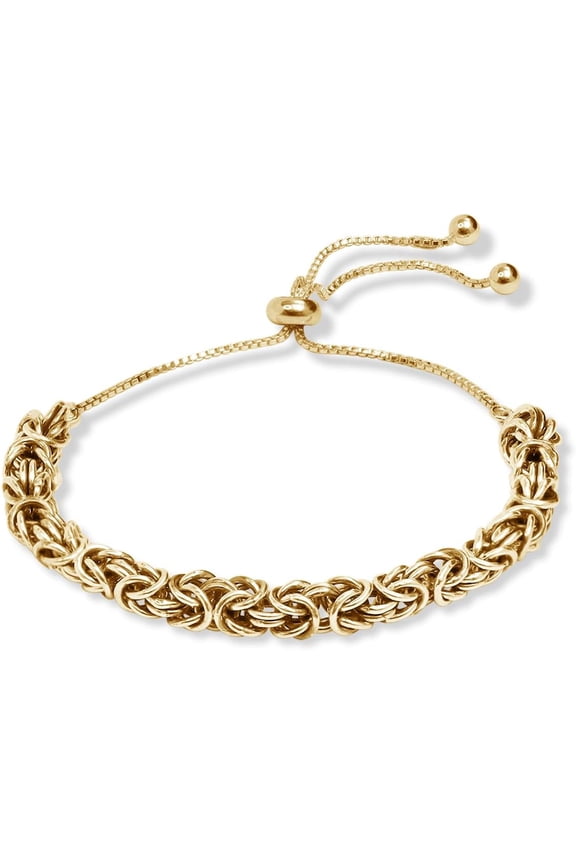 925 Sterling Silver Sliding Bracelet Italian Handmade Byzantine Adjustable Bolo Link Chain Bracelets for Women