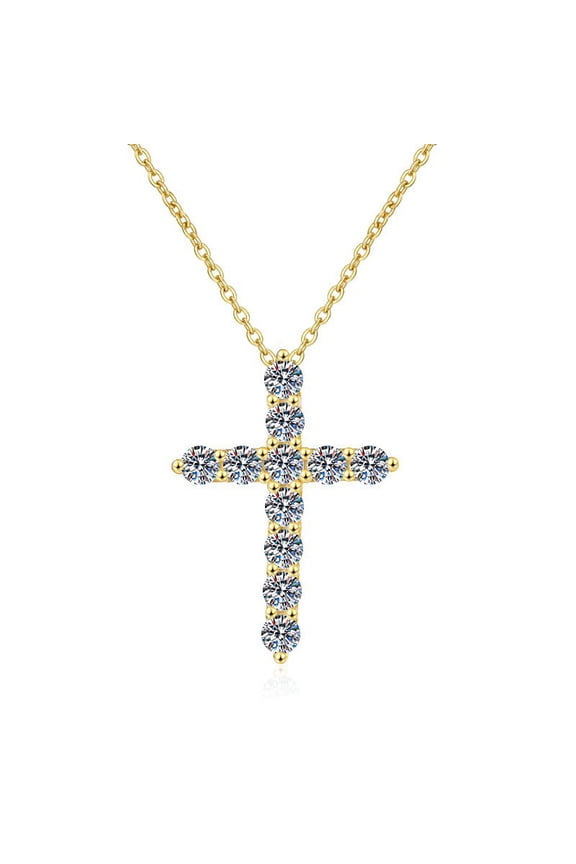 925 Sterling Silver Women's Necklace with Vintage Moissanite Pendant and Peace Cross Clavicle Chain