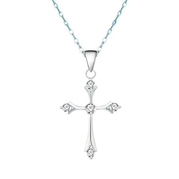 Leander 925 Sterling Silver Zircon Cross Necklace (Women): Luxurious European and American style, simple and versatile.