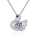 thumbnail image 1 of Leander 925 sterling silver swan necklace with a lab-grown diamond and a versatile clavicle necklace. This high-end, minimalist, and stylish clavicle necklace is the perfect gift., 1 of 6