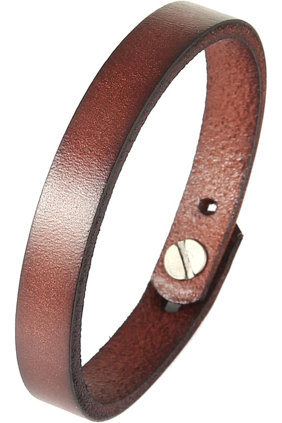 Adjustable Handmade Leather Cuff Bracelet Steampunk Style Minimalist Leather Wristband