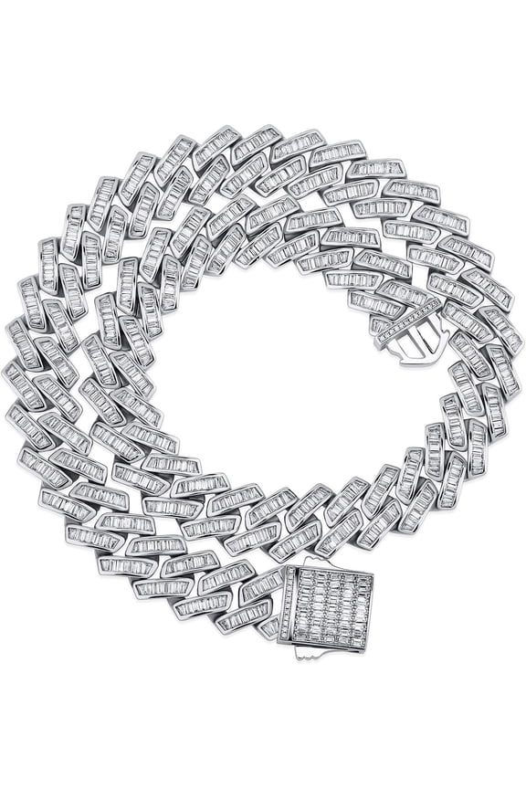 Baguette Cuban Link Chain for Men Gold Choker Necklace Iced out Diamond Hio Hop Miami Cuban Chain for Women 12mm/18mm 14K Gold Plated Gold Jewelry