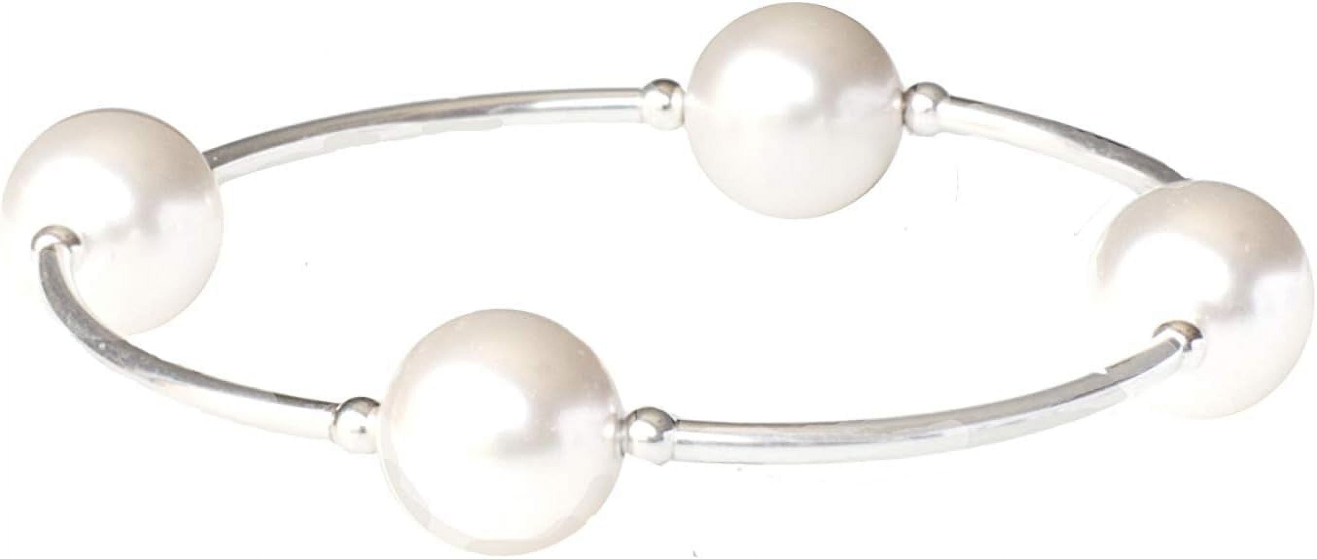 Leander Blessing Bracelet, 12mm White Simulated Crystal Pearls