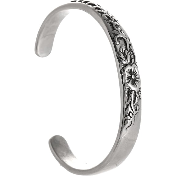 Leander Celtic Flower Cuff Bracelet, Vintage Floral Open Cuff Bangle, Stainless Steel Medieval Plants Pattern Bracelet Jewelry Gift for Men Women