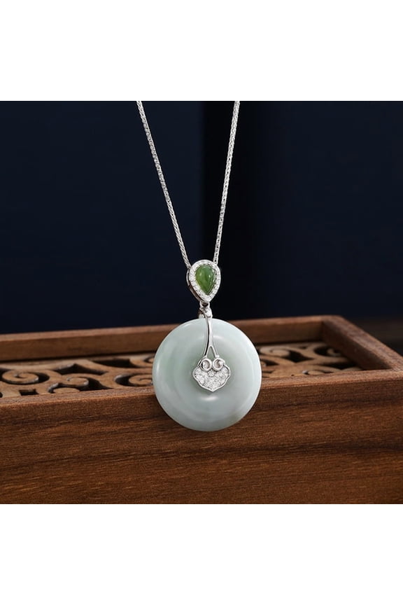 Chinese-style 925 silver necklace, featuring a vintage and elegant natural chalcedony round peace locket pendant, is the pinnacle of luxury.