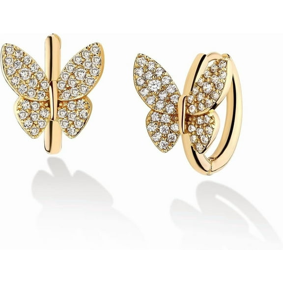 Leander Cubic Zirconia Huggie Earrings 14k Gold Plated Tiny Earrings Small Huggie Hoop Earrings Simple Lightweight Hoops Gift for Women