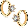 thumbnail image 1 of Leander Cubic Zirconia Huggie Earrings 14k Gold Plated Tiny Earrings Small Huggie Hoop Earrings Simple Lightweight Hoops Gift for Women, 1 of 5