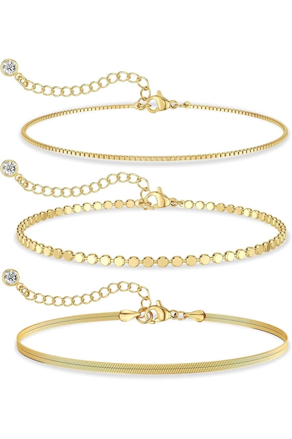 Dainty Silver Plated Bracelets for Women Trendy, Silver Jewelry Set for Women Bracelets for Women Paperclip Box Herringbone Figaro Rope Chain Bracelet Fashion Pack Gifts for Women