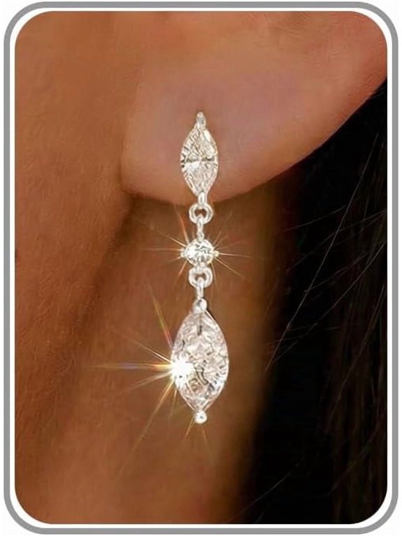 Dangle Earrings for Women – 14K Gold Plated/Silver Drop Earrings Sparkly CZ Gold Dangle Earrings Elegant Dangling Earrings for Wedding Bridal Prom Jewelry