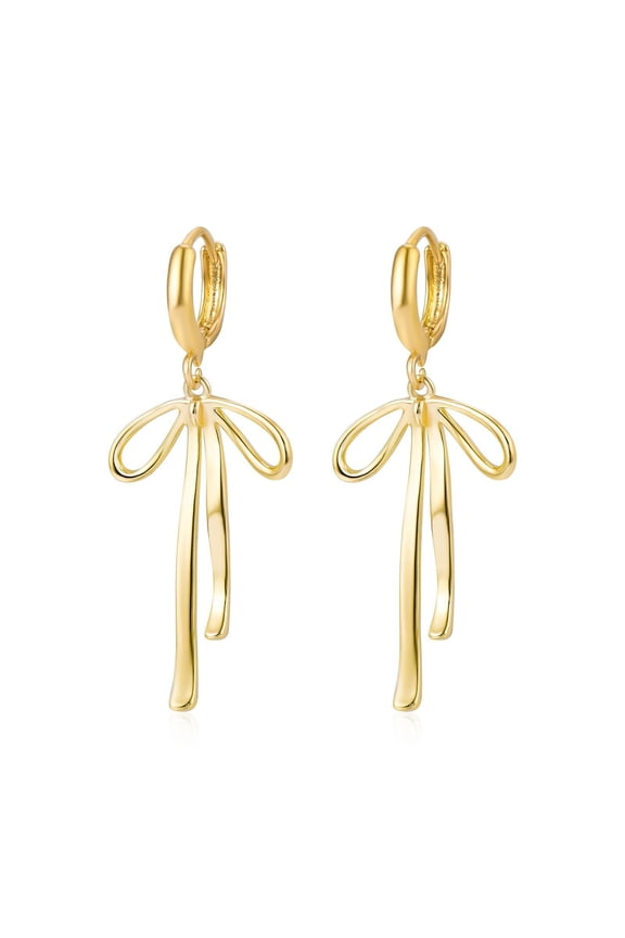 Gold Bow Earrings for Women – Easter Gift, Hypoallergenic Bow Jewelry with Zircon and Pearl, Hoop, Stud and Drop Earrings, Elegant Gift for Birthday, Wedding, Holiday