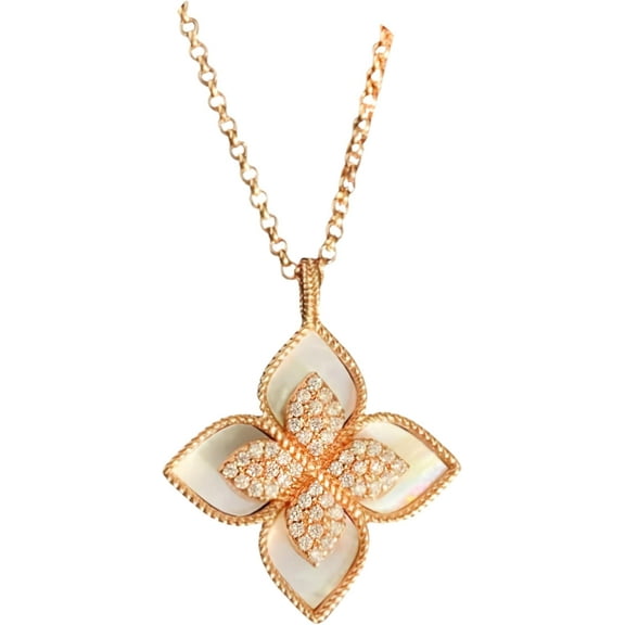 Leander Gold Clover Jewelry for Women, Double-Sided Pendant by 18K Gold-plated with Gemstone inlaid Shell Pearl Pendant Necklace,Bracelet,Earrings,Jewelry Set for Women