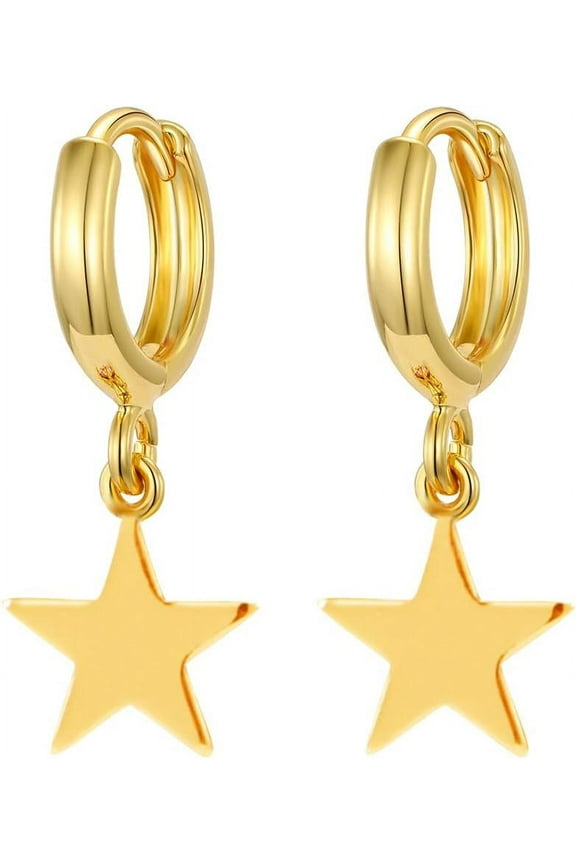 Gold Huggie Small Hoop Earrings with Charm Personalized Snake/Evil Eye/Star/Cross/Lock/Key 18k Gold Plated Crystal Drop Dangle Earrings for Women