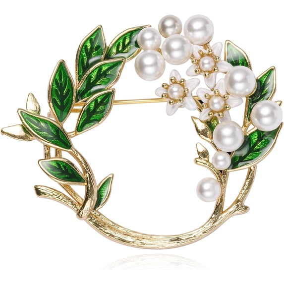 Leander Handmade Gardenia Brooches and Pins For Women, Enamel Flower Brooch Green Leaves Pins Hand Dripping Oil Jewelry Brooch Pins Fashion Garland Safety Pins