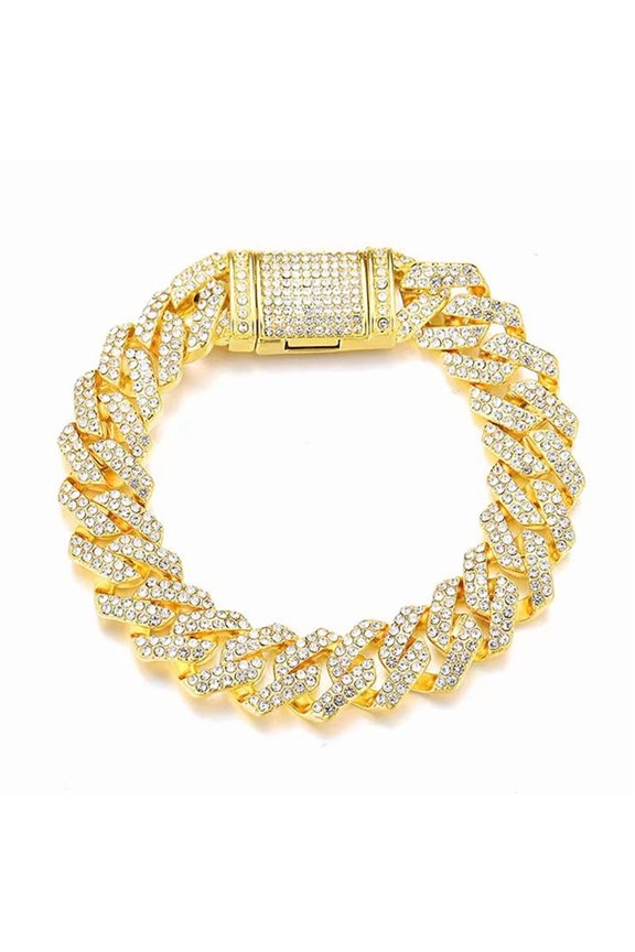 Hip-Hop Cuban Chain Bracelet, Unisex, Fashionable Full-Diamond Zircon Jewelry, Designed for Rappers